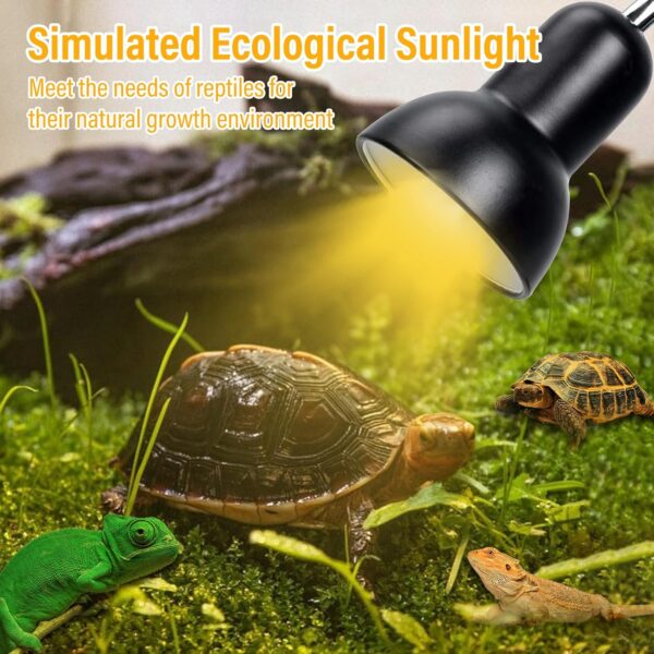 TOGETDREAM Tortoise Heat Lamp 360°Rotatable Reptile Basking Lamp with Clamp Stand 2 * 50w & 1 * 25W Basking Bulb 200W Dimmable UVB Light Reptile Kit for Aquarium Lizard Turtles Snakes Frog Spider - Image 2