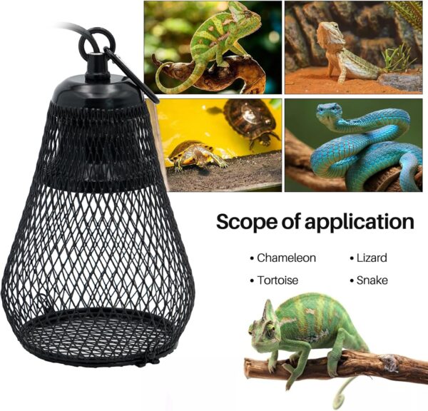 Reptile Heat Lamp Cap,Reptile Anti-Scald Lampshade and Ceramic Heat Emitter Set, Turtle Basking Heater Lamp with Guard for Lizard,Snake, Frogs,Chicken - Image 5