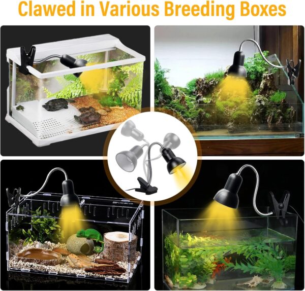 TOGETDREAM Tortoise Heat Lamp 360°Rotatable Reptile Basking Lamp with Clamp Stand 2 * 50w & 1 * 25W Basking Bulb 200W Dimmable UVB Light Reptile Kit for Aquarium Lizard Turtles Snakes Frog Spider - Image 5