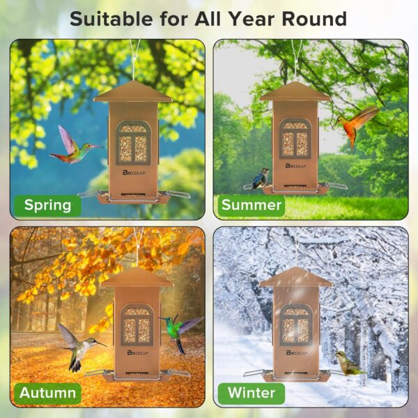 Buzzeap Bird Feeder for Outside Hanging, Bird Seed for Outside Wild Bird Feeders for Garden Yard Outdoor Decoration, Chew-Proof and Rust-Proof - Image 6