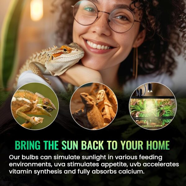 GlowUp UVA UVB Bulb Tortoise 75W, E27 Reptile Heating Bulb Dimmable UVA+UVB Full Spectrum Sun Lamp Basking Bulb Screw in Halogen Heat Bulb for Turtle Tank Vivarium Lizard Bearded Dragon Snake(4-Pack - Image 3