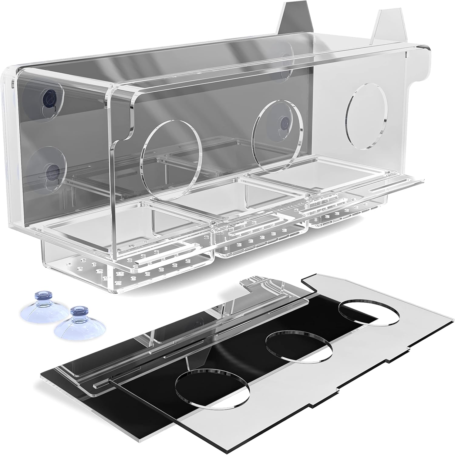 FifthStart Bird Feeder for Window with Scare Free Two-Way Reflector and a Removable Restriction Door - Window Bird Feeders with Strong Suction Cups - Clear Window Bird Feeders for Outside - Image 8