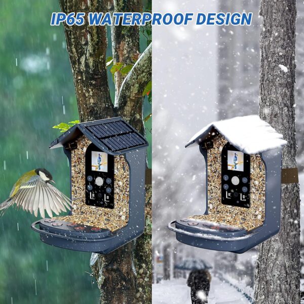 Smart Bird Feeder with Camera, Bozily 1080P HD Bird Feeders Camera Solar Powered, Auto Capture Photo&Video, Bird Camera Waterproof Bird Box Camera, PIR Motion Sense Birds- 32GB TF Card - Image 7