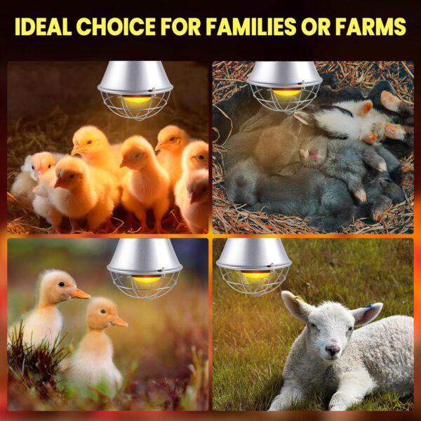 BrightArk Poultry Heat Lamp 250W with 2.5M Wire and 2M Hanging Chain, 2 Mode Energy Saving Switch, Livestock Breeding Brooder Lamp, Infrared Heat Lamp for Puppies Chicks Piglets Reptiles (No Bulb) - Image 6