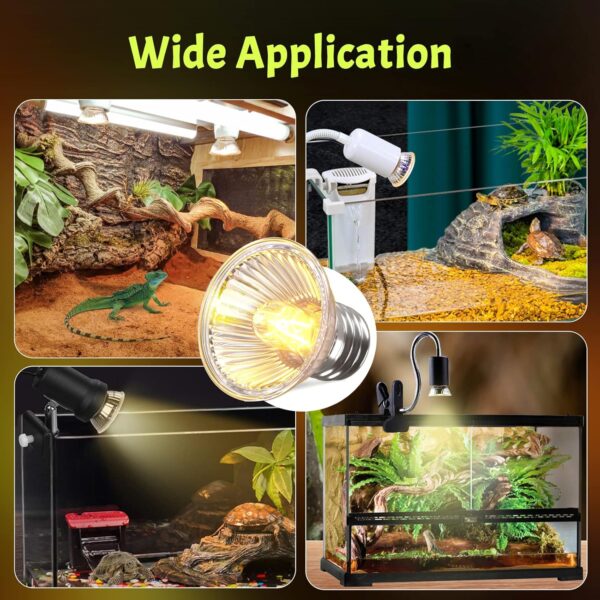 Luxvista E27 50W Reptile Heating Light Bulb, UVA UVB Full Spectrum Sun Lamp for Lizard Tortoise Spider Snake, 4 Pack - Image 2