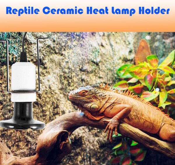 Arigoul Reptile Ceramic Heat Lamp Holder E27 Bulb Pet Heater Bracket for Snake, Turtle, Lizard and Other Reptile - Image 4