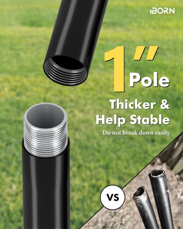 iBorn Bird Feeder Pole 1 Inch Thickness Pole Wild Bird Feeding Station Stand Shepard Hook for Bird Feeders, with 2Top Hooks& 2 Adjustable Hooks,5-Prong Pole Stabilizer(Bird Feeders NOT Included) - Image 6