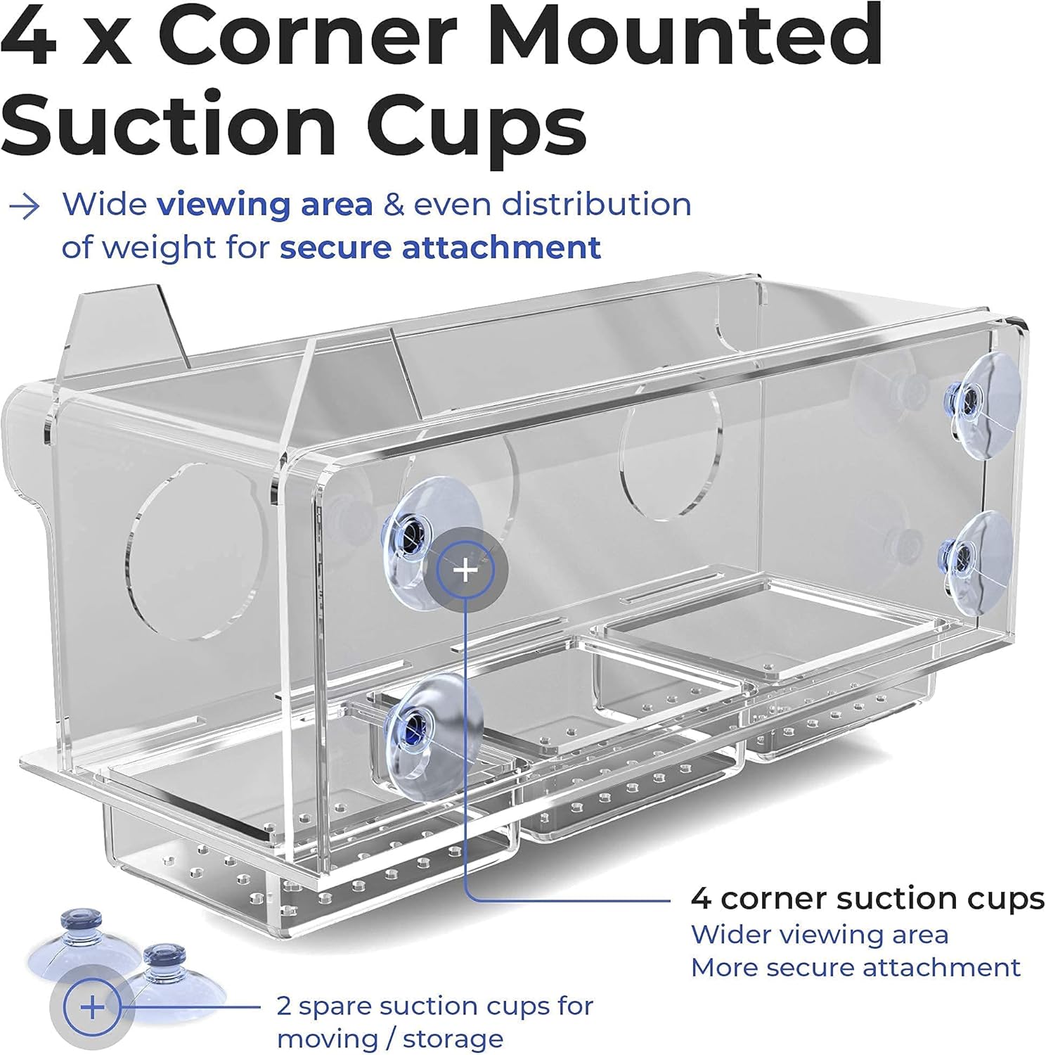 FifthStart Bird Feeder for Window with Scare Free Two-Way Reflector and a Removable Restriction Door - Window Bird Feeders with Strong Suction Cups - Clear Window Bird Feeders for Outside - Image 7