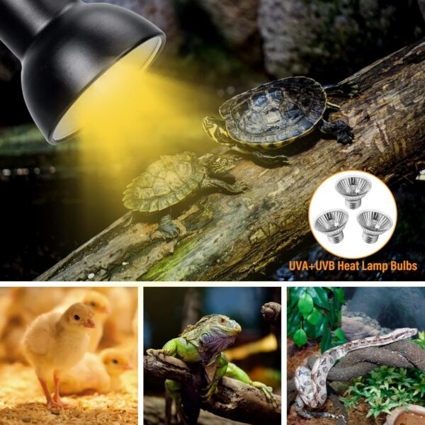 TOGETDREAM Tortoise Heat Lamp 360°Rotatable Reptile Basking Lamp with Clamp Stand 2 * 50w & 1 * 25W Basking Bulb 200W Dimmable UVB Light Reptile Kit for Aquarium Lizard Turtles Snakes Frog Spider - Image 6
