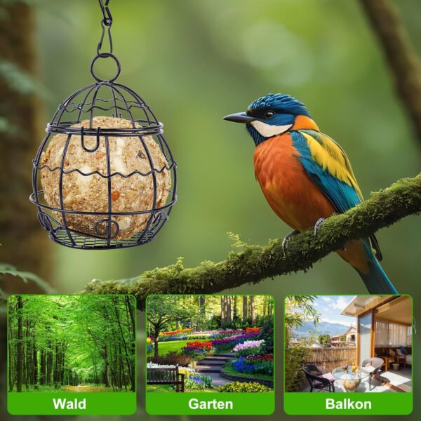 Fzyisw 4Pcs Fat Ball Feeder, Bird Feeders Hanging, Metal Fat Ball Bird Feeder Holder with 4 S-Shaped Hooks, Fat Ball Feeder for Feeding Outdoor Garden Wildlife Birds - Image 7