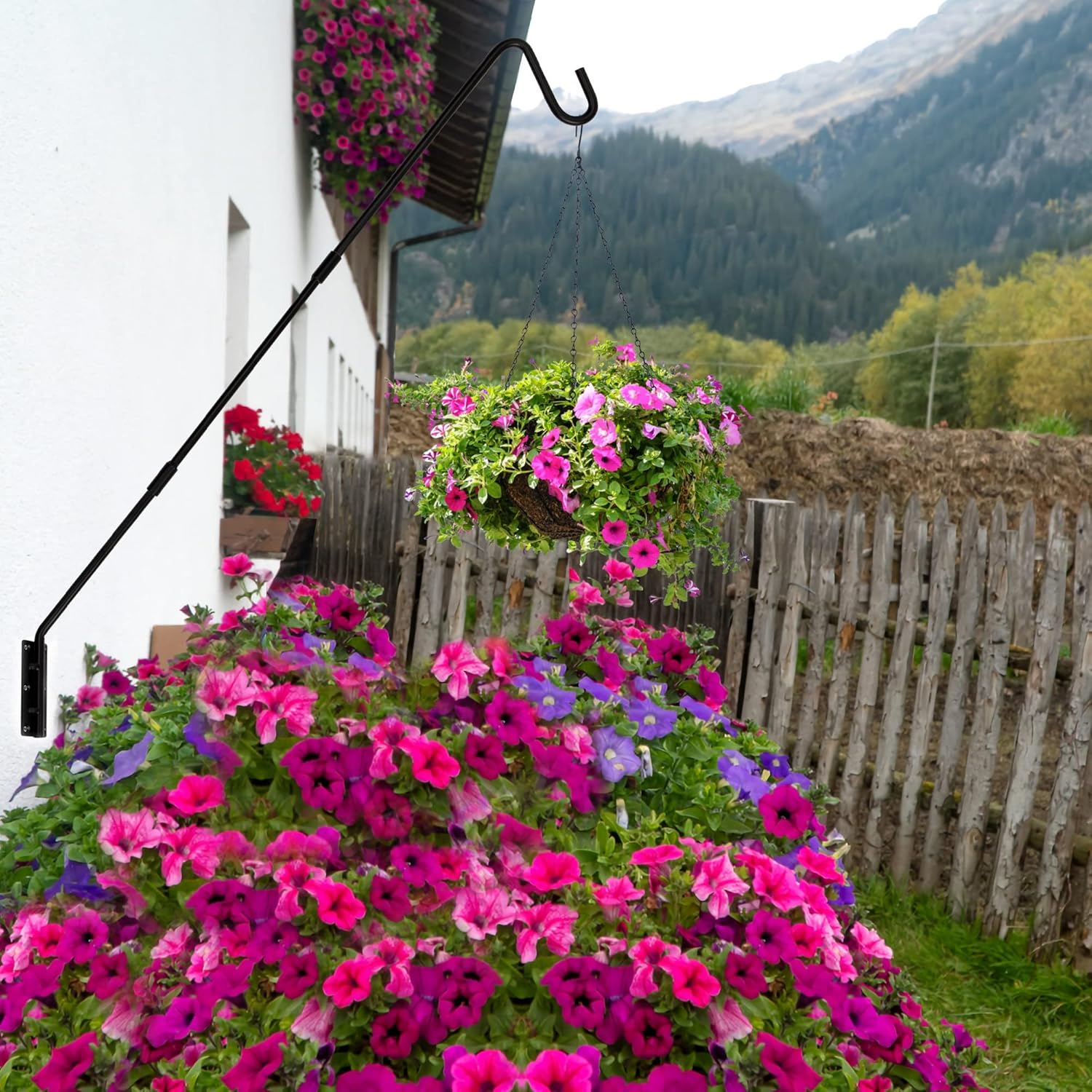 Juegoal Heavy Duty Deck Hook, 25 Inch to 36 Inch Wall Mounted Extended Reach Deck Hook Wall Pole Plant Bracket for Hanging Bird Feeder, Plants, Suet Baskets, Lanterns, Wind Chimes - Image 4