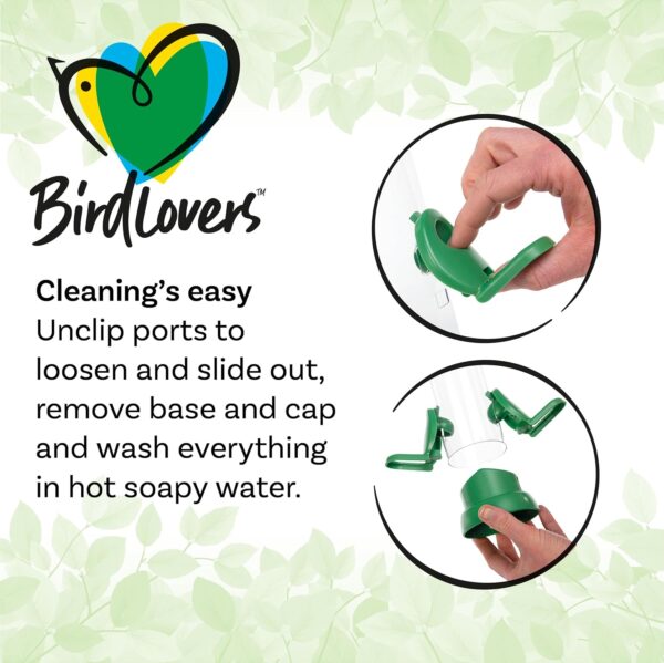 Bird Feeders For Small Birds - Jacobi Jayne® Bird Lovers™ Small Niger Seed Bird Feeder - Hanging Bird Feeder For Niger Seed - 0.5 Litre Capacity. Easy Clean Feeder With Quick Release Perches And Base - Image 3