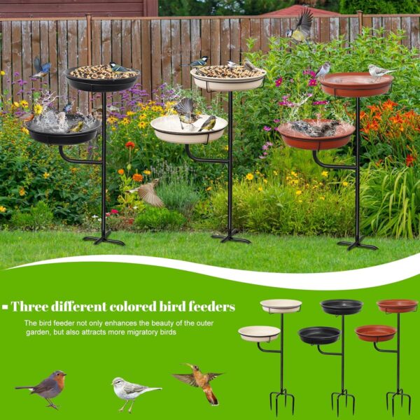Giyiprpi Freestanding Birdbaths Bowl Outdoor, Free Standing Garden Bird Bath Bird Feeder & Bird Bath Bowl, Detachable Decoration Spa Birdfeeder for Garden Patio Yard Lawn, 4 Spiky Metal Stake (C) - Image 7