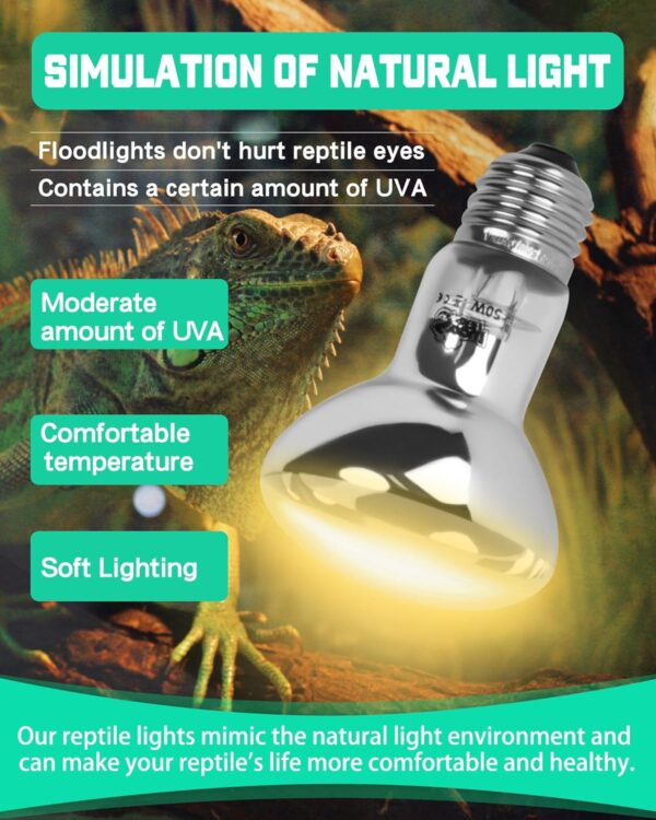 LUCKY HERP Reptile Heat Lamp Bulb, 50W Basking Spot Heat Bulb for Reptiles, Vivarium UVA Heat Light for Tortoise, Bearded Dragons, Lizards, Chicks, Dog - Image 4