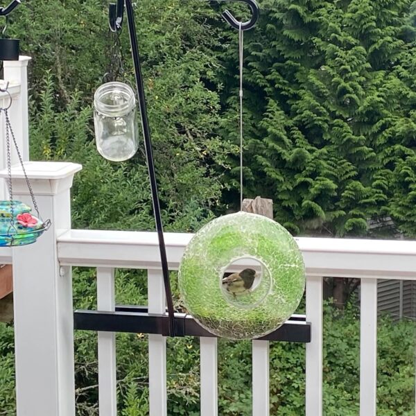Topadorn Hanging Mosaic Bird Feeder Outdoor Garden Decoration,Green - Image 3