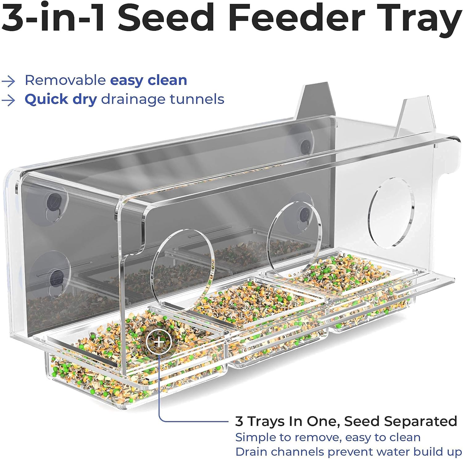 FifthStart Bird Feeder for Window with Scare Free Two-Way Reflector and a Removable Restriction Door - Window Bird Feeders with Strong Suction Cups - Clear Window Bird Feeders for Outside - Image 6