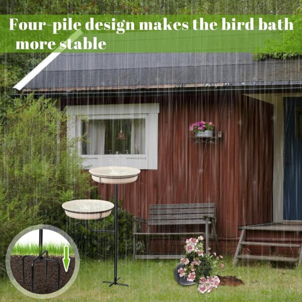 Giyiprpi Freestanding Birdbaths Bowl Outdoor, Free Standing Garden Bird Bath Bird Feeder & Bird Bath Bowl, Detachable Decoration Spa Birdfeeder for Garden Patio Yard Lawn, 4 Spiky Metal Stake (C) - Image 6