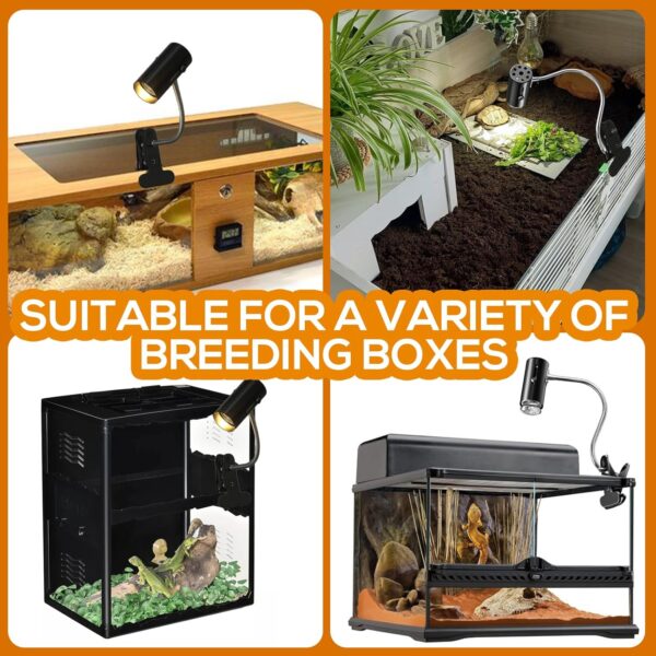 Luxvista Tortoise Heat Lamp,150W Reptile Heat Lamp with Clamp,360° Rotatable Basking Lamp with Switch for Turtle,Chick,Bearded Dragon,Puppy,Lizard with 2pack 50W UVA/B Heat Bulb - Image 7