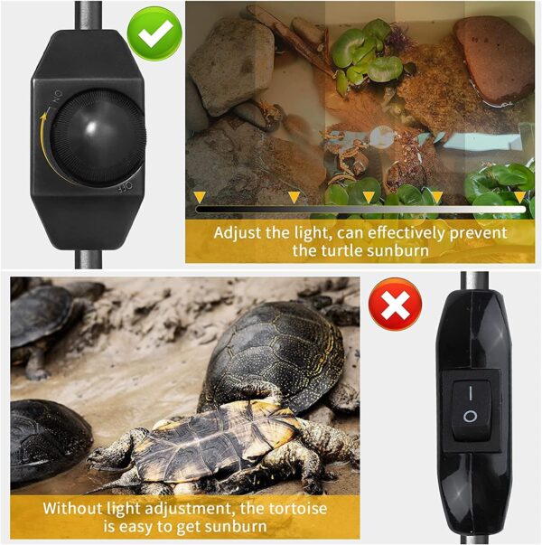 LEDBOKLI Reptile Heat Lamp UVA UVB Tortoise Heat Lamp E27 Holder with Two Heat Bulbs 25W and 50W Halogen Bulb for Turtle Amphibian Reptiles Lizard Snakes - Image 3