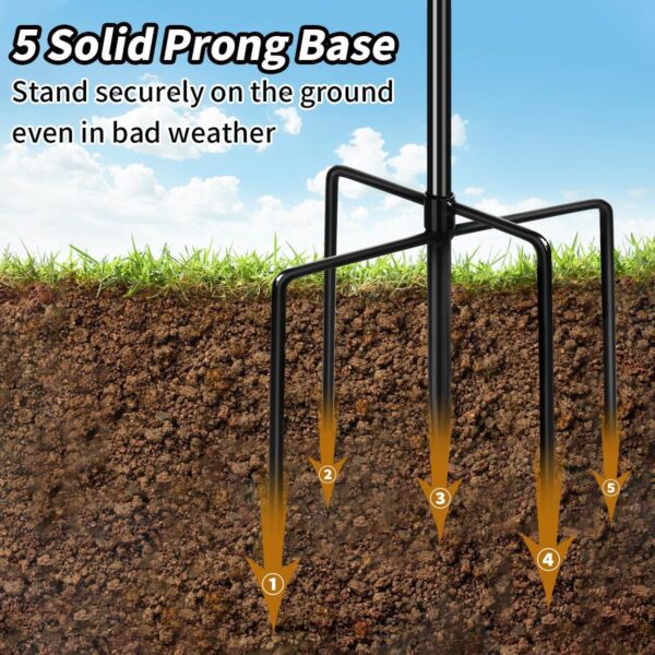 Bird Feeder Pole Stand, 198CM (Approx 2M) Adjustable Garden Hanging Basket Bird Feeding Station Hook, Heavy Duty Outdoor Metal Shepherds Crook for Solar Lights Lantern, Plant Hanger, 1 Pack - Image 6