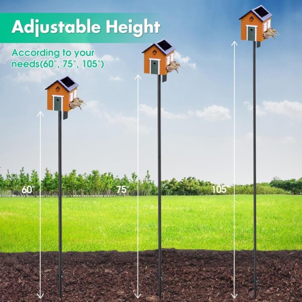 Bird House Pole, 190 cm Bird Feeder Pole Mount for Outdoors Heavy Duty Universal Mounting Pole Kit with 5 Prongs Base - Image 3
