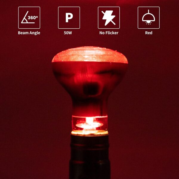 DoRight E27 Reptile Infrared Night Heating Bulb 50W Dimmable Backlight, Infrared Heat Lamp, Basking Spot Light Bulb, for Bearded Dragon, Lizard, Tortoise, Reptiles & Amphibians - Image 3