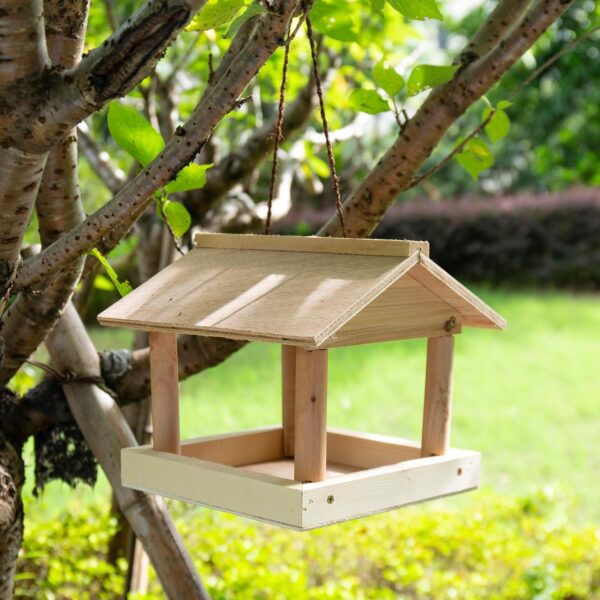 Vencier Chic Hanging Bird Table - A Wildlife Haven with Weatherproof Wooden Feeder - Easy to Install, Eco-Conscious Bird Feeders Station - Outdoor Feed Tray with Roof for Heavy Duty Delights - Image 4