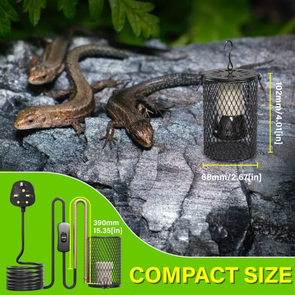 Bonlux Reptile Heat Lamp with Guard, 100W Reptiles Ceramic Heat Lamp Bulb Heater Infrared Lamp Holder with Anti Hot Bracket Cage, Heat Lamp for Reptiles Tortoise Lizard Turtle Snake Chicks - Image 7