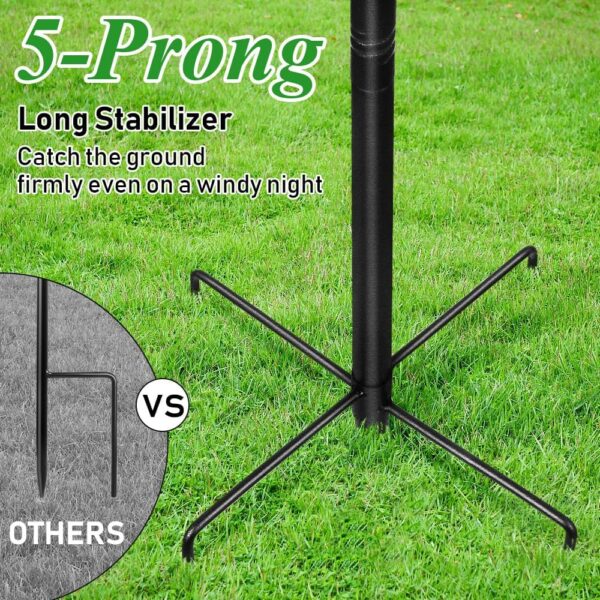 Bird Feeder Poles and Hangers, 2M Heavy Duty Bird Feeding Hanging Station Stand with base, Double Shepherds Crook Hooks FreeStanding for Outdoors Lantern Garden Lights Flower Basket, Black,1 Pack - Image 5