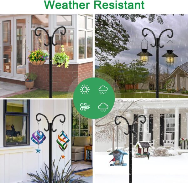 Mutool 78in/198cm Adjustable Shepherds Hooks for Outdoor, 2 Pack Heavy Duty Bird Feeder Pole, Shepherds Crook Garden Hooks for Lantern Birdfeeder Garden Lights Hanging Plants Solar Light, Black - Image 5