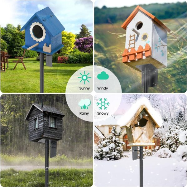 Bird House Pole, 190 cm Bird Feeder Pole Mount for Outdoors Heavy Duty Universal Mounting Pole Kit with 5 Prongs Base - Image 4