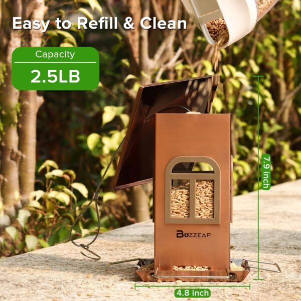 Buzzeap Bird Feeder for Outside Hanging, Bird Seed for Outside Wild Bird Feeders for Garden Yard Outdoor Decoration, Chew-Proof and Rust-Proof - Image 3