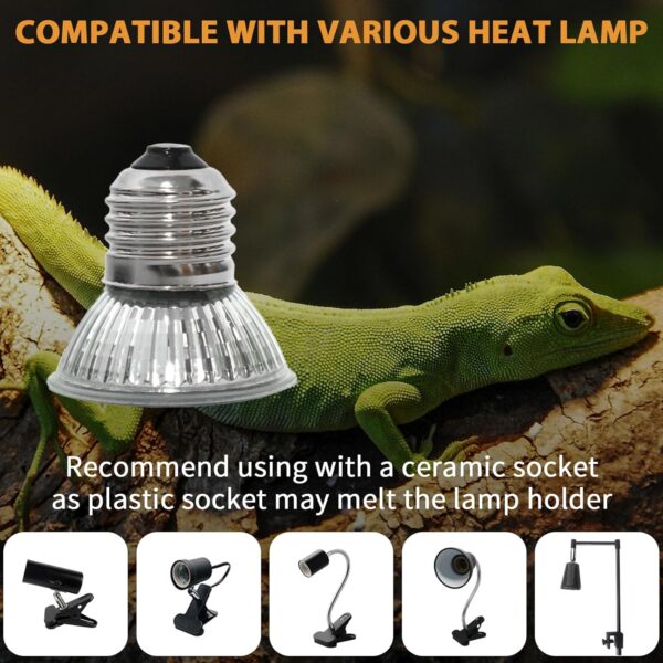 EASYIVY E27 Reptile Heating Bulb, 50W UVA UVB Turtle Basking Light Bulb Dimmable Tortoise Heat Lamp Bulbs for Bearded Dragon Lizard Snake Gecko Chameleon Amphibian, 4-Pack - Image 6