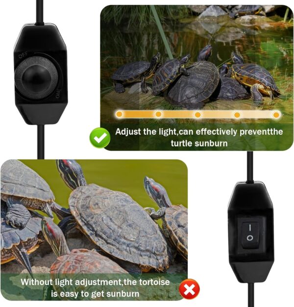 Sayudar Tortoise Heat Lamp, 3 Bulb 25W 50 W UVA UVB Light Lamp, Aquarium Basking Light with Clamp Stand, Terrarium Heat Lamp, Dimmable Reptile Heat Spotlight for Tortoise Snake Frog Lizard Chicks - Image 5