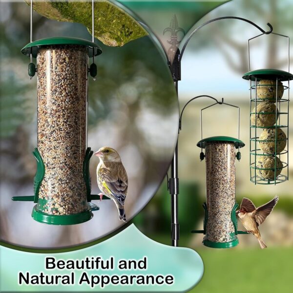 Zentea Bird Feeders - (3 pack) Metal Hanging Station for Small Birds - Crow, Pigeon, Squirrel proof Window, Garden, Backyard Hanging - Wild Bird Feeders for Nuts, Seeds, Fat Balls - Green - Image 5