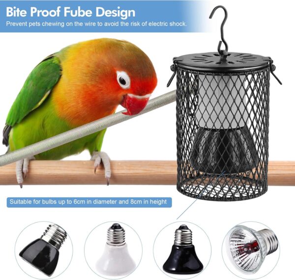 Reptile Heat Lamp with Guard, 100W Ceramic Heating Lamp with Anti Hot Bracket Cage,Lampshade Holder Heater Lighting, Infrared Reptile Heat Bulb for Bearded Dragon,Lizard,Tortoise,Snake,Birds, UK Plug - Image 6