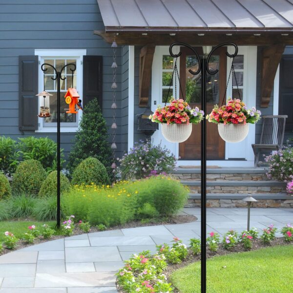 Mutool 78in/198cm Adjustable Shepherds Hooks for Outdoor, 2 Pack Heavy Duty Bird Feeder Pole, Shepherds Crook Garden Hooks for Lantern Birdfeeder Garden Lights Hanging Plants Solar Light, Black - Image 7