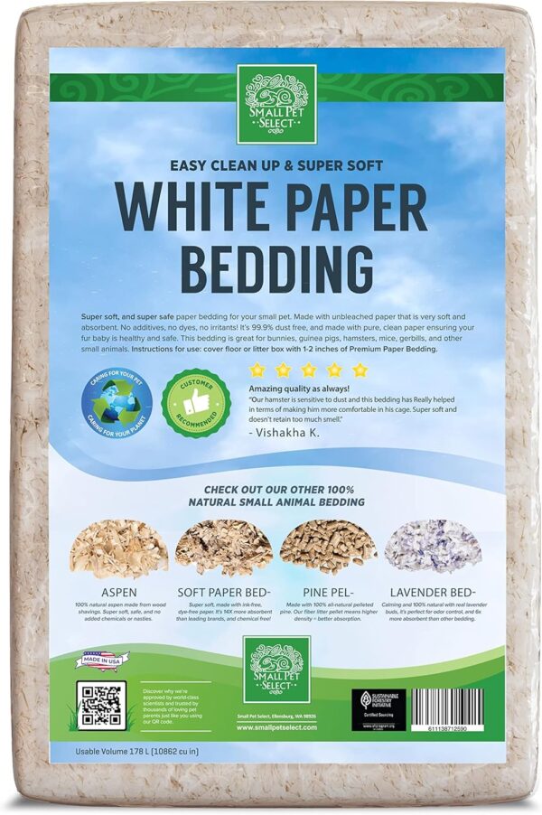 SMALL PET SELECT Unbleached White Paper Bedding, 178 L - Image 2