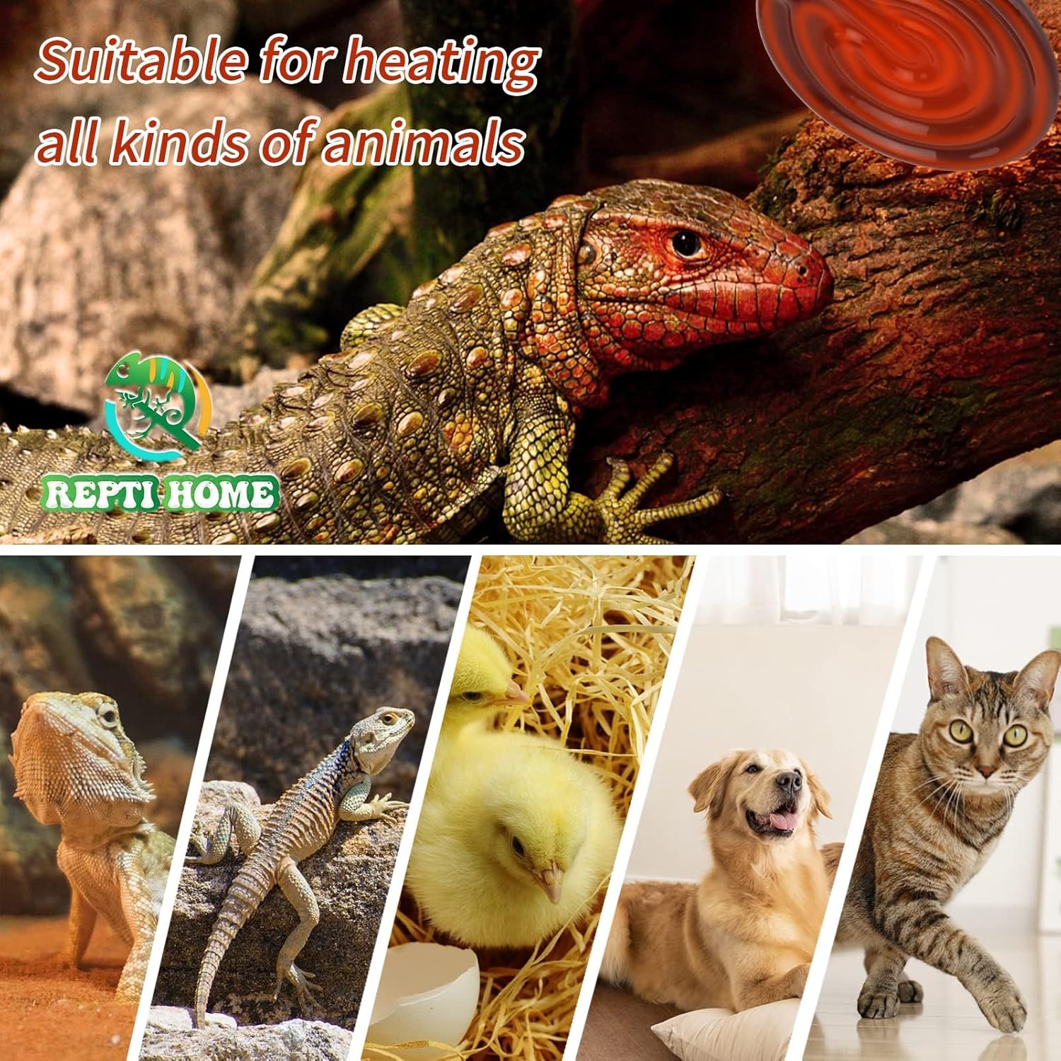 REPTI HOME Reptile Heat Lamp 50W 2 Pack, Terrarium E27 Ceramic Heat Light Bulb, Ceramic Heat Emitter for Reptile,Tortoise,Puppy,Chick,Bearded Dragon - Image 6