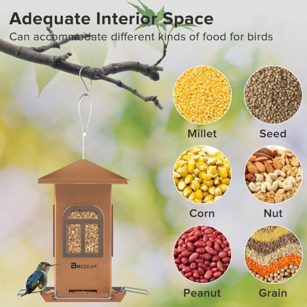 Buzzeap Bird Feeder for Outside Hanging, Bird Seed for Outside Wild Bird Feeders for Garden Yard Outdoor Decoration, Chew-Proof and Rust-Proof - Image 5