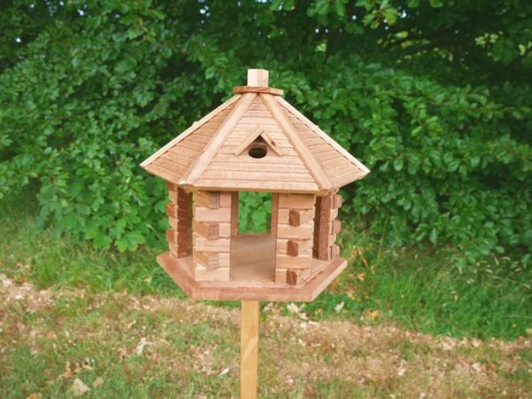 Garden Mile® Traditional Wooden Bird Table Garden Birdhouse Feeder Sheltered Feeding Station Portable Free Standing Feeding Table Station Bird Houses 3 Styles. (Pagoda Style Bird Feeding Station) - Image 2