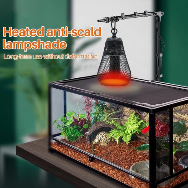 Reptile Heat Lamp Cap,Reptile Anti-Scald Lampshade and Ceramic Heat Emitter Set, Turtle Basking Heater Lamp with Guard for Lizard,Snake, Frogs,Chicken - Image 2