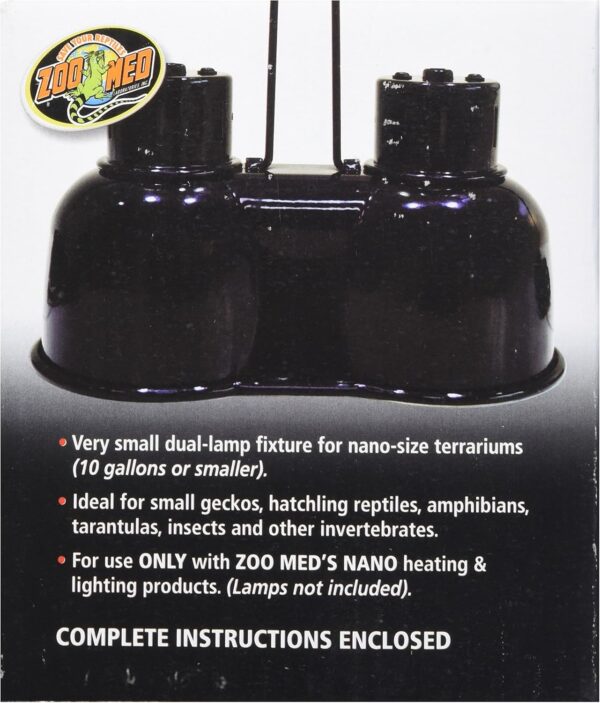 Zoo Med Nano Combo Dome Lamp Fixture Compact Dual for Small Reptiles Terrariums - Image 3