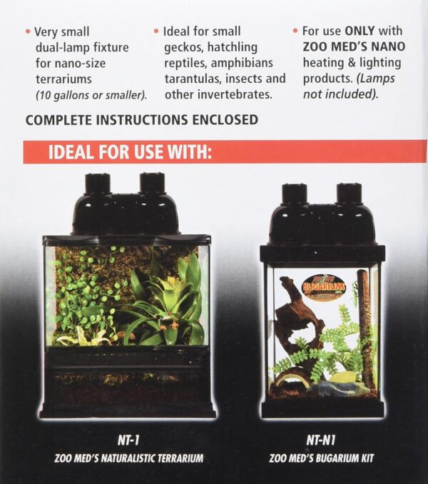 Zoo Med Nano Combo Dome Lamp Fixture Compact Dual for Small Reptiles Terrariums - Image 5