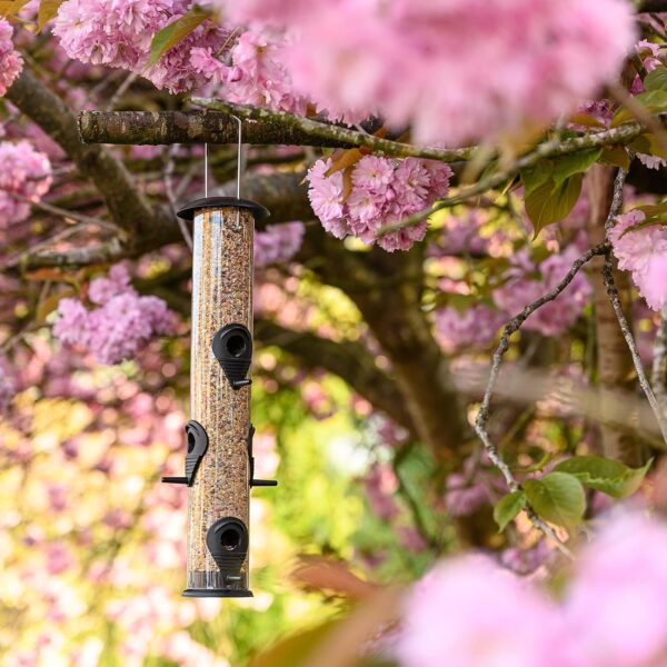 Deerstone Hanging Bird Seed Feeder with Cleaning Brush for Small UK Garden Birds Squirrel Resistant Metal & Polycarbonate - Image 6