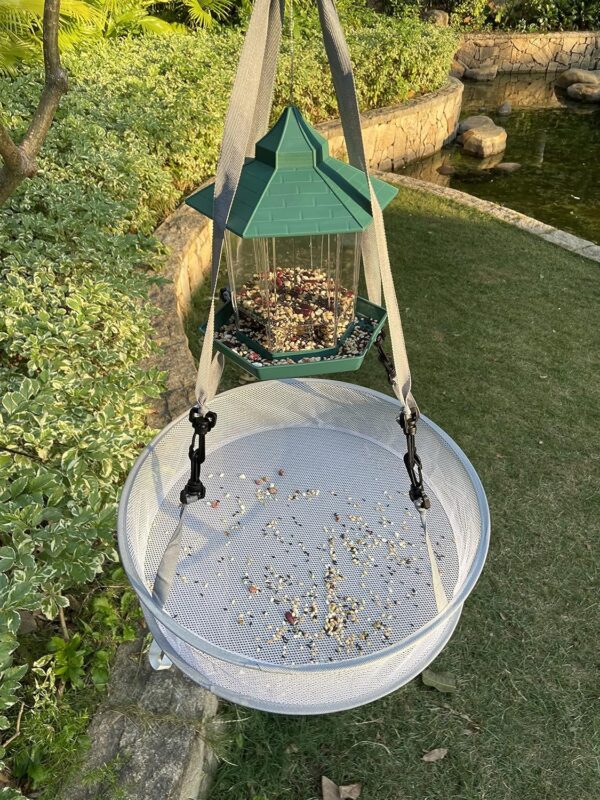 19" Seed/Shell Catcher for Bird Feeders Platform 19 x 19 x 4 inches Birdseed Hoop Outdoor Garden Hanging Tray (White) - Image 3