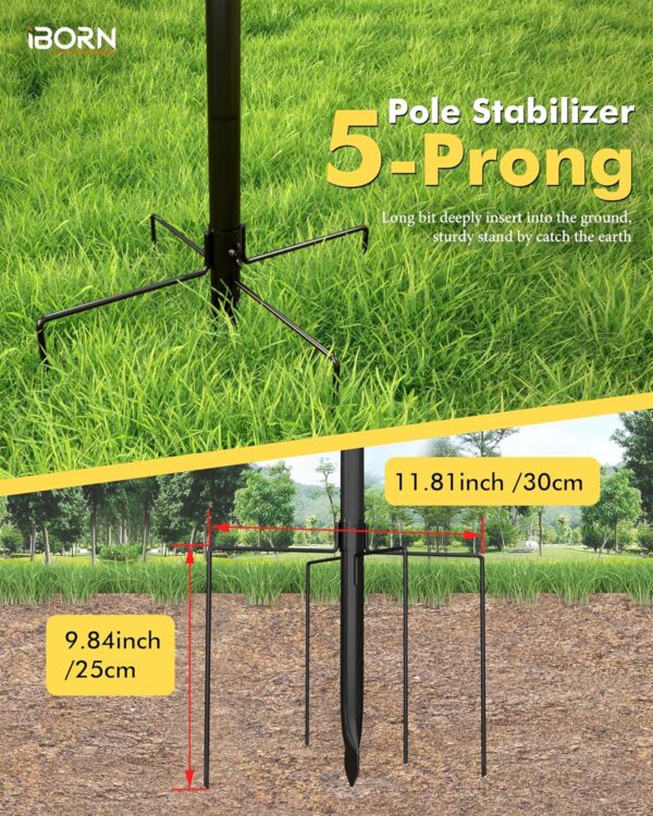 iBorn Bird Feeders Hanging Station 76Inch Wild Bird Feeding Station Pole Stand Outdoors Shepherds Hooks, 3 Hooks,3/4Inch Pole (Bird Feeders NOT Included) - Image 6