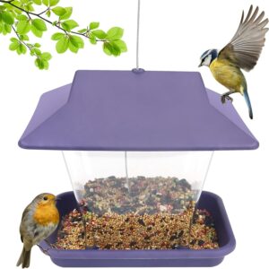 Baanfly Wild Bird Feeders Outside Garden Decoration Hanging Small Bird Seed Feeder Outdoor Pet Supplies Enjoy birding or Protect the birds（Purple）