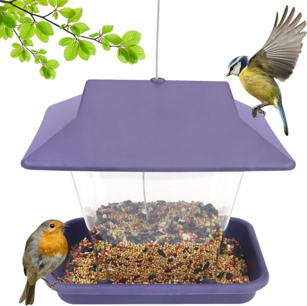 Baanfly Wild Bird Feeders Outside Garden Decoration Hanging Small Bird Seed Feeder Outdoor Pet Supplies Enjoy birding or Protect the birds（Purple）