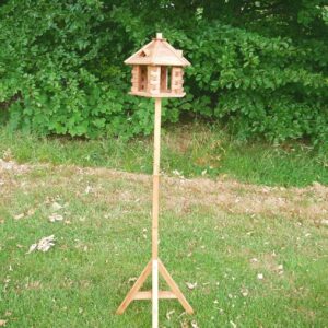 Garden Mile® Traditional Wooden Bird Table Garden Birdhouse Feeder Sheltered Feeding Station Portable Free Standing Feeding Table Station Bird Houses 3 Styles. (Pagoda Style Bird Feeding Station)